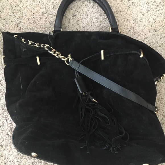 Zara suede leather bag with gold hardware - Picture 6 of 7